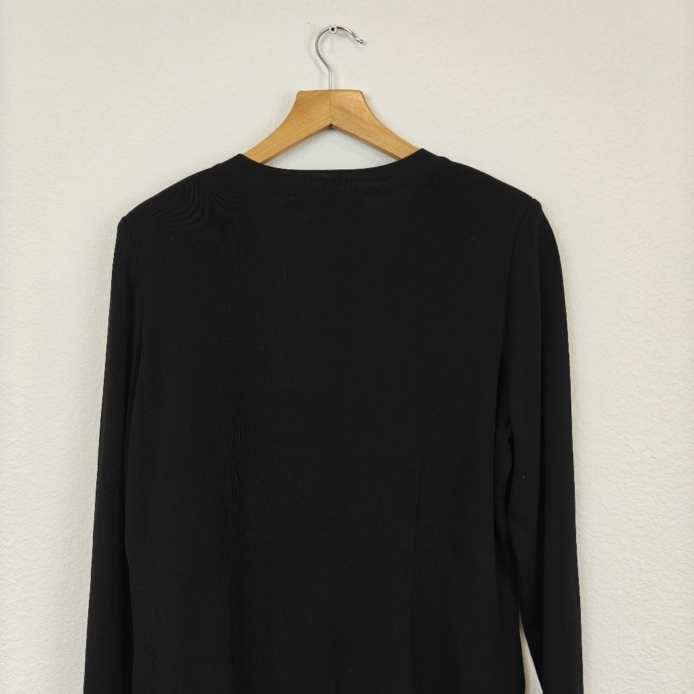 Misook Pearl Button Up Black Light Weight V-neck Cartigan Size Medium Women's - Picture 13 of 14